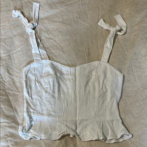 Elodie White Crop Tie detail Tank Top